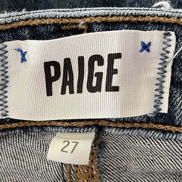 Paige SZ 27 Verdugo Crop Jeans Low-Rise Stretch 5-Pocket Whiskered Zip-Fly Blue - Picture 10 of 12